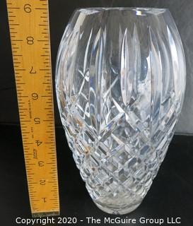 Cut Crystal Vase. Measures approximately 9" x 3 1/2".