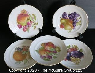 Set of 5 House of Goebel Porcelain Fruit Plates.  Measure approximately 8" in diameter.