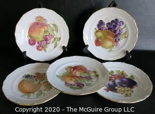 Set of 5 House of Goebel Porcelain Fruit Plates.  Measure approximately 8" in diameter.