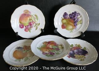 Set of 5 House of Goebel Porcelain Fruit Plates.  Measure approximately 8" in diameter.