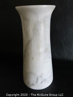 White Alabaster Marble Vase.  Measures approximately 9" x 4".