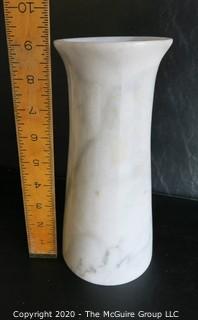 White Alabaster Marble Vase.  Measures approximately 9" x 4".