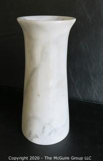 White Alabaster Marble Vase.  Measures approximately 9" x 4".