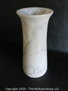 White Alabaster Marble Vase.  Measures approximately 9" x 4".