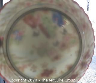 Vintage Asian Hand Painted Porcelain Plate.  Measures approximately 8" in diameter. Hairline Crack in Edge.  Please review photo.