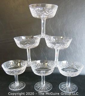 Set of 6 Cut Crystal Champange Coupes. Measures Approximately 4 1/2" X 4".