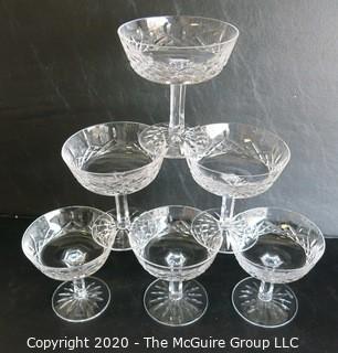 Set of 6 Cut Crystal Champange Coupes. Measures Approximately 4 1/2" X 4".