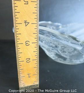 Etched Crystal Bowl in Floral Design. Measures approximately 12" x 4".
