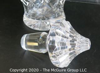 Cut Crystal Decanter with Stopper. Measures approximately 13" tall.