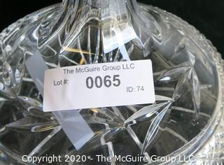 Crystal Decanter with Stopper. Measures approximately 9 1/2" x 8".