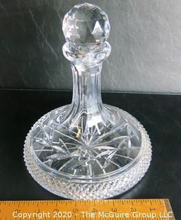 Crystal Decanter with Stopper. Measures approximately 9 1/2" x 8".