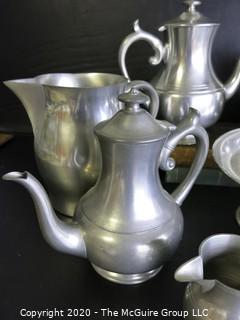 Large Collection of Pewter Ware and Serving Pieces.  Several made by Woodbury Pewterers ATC.  Some pieces have dents. 