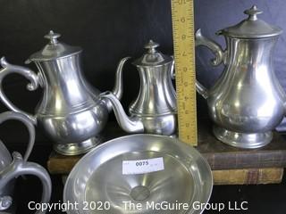 Large Collection of Pewter Ware and Serving Pieces.  Several made by Woodbury Pewterers ATC.  Some pieces have dents. 