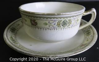 Porcelain Bone China Teacup and Saucer in Impress pattern made by Homer Laughlin.