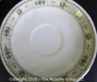 Porcelain Bone China Teacup and Saucer in Impress pattern made by Homer Laughlin.