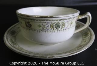 Porcelain Bone China Teacup and Saucer in Impress pattern made by Homer Laughlin.