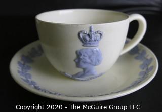 Porcelain Bone China Teacup and Saucer in Queens Ware pattern made by Wedgwood Etruria, England.