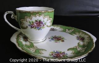 Porcelain Bone China Teacup and Toast Snack Plate in Academy pattern made by Royal Grafton in England.