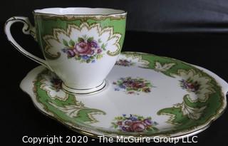 Porcelain Bone China Teacup and Toast Snack Plate in Academy pattern made by Royal Grafton in England.