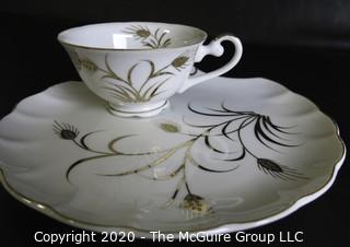 Porcelain Bone China Teacup and Toast Snack Plate made by Lefton China.