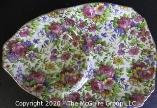 Porcelain Bone China Teacup and Toast Snack Plate in Summertime pattern made by Royal Winton in England.