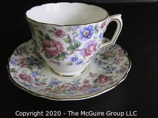 Porcelain Bone China Teacup and Saucer made by Crown Staffordshire in England.