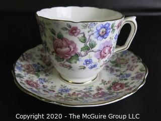 Porcelain Bone China Teacup and Saucer made by Crown Staffordshire in England.