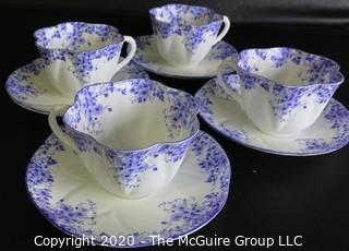 Porcelain Bone China Teacup and Saucer made in Dainty Blue pattern made by Shelley in England.