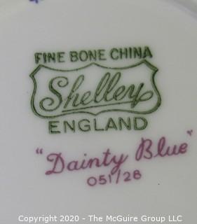 Porcelain Bone China Teacup and Saucer made in Dainty Blue pattern made by Shelley in England.