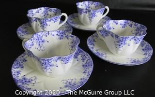 Porcelain Bone China Teacup and Saucer made in Dainty Blue pattern made by Shelley in England.