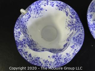 Porcelain Bone China Teacup and Saucer made in Dainty Blue pattern made by Shelley in England.