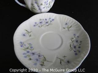 Porcelain Bone China Teacup and Saucer made in Blue Rock pattern made by Shelley in England.