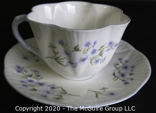 Porcelain Bone China Teacup and Saucer made in Blue Rock pattern made by Shelley in England.