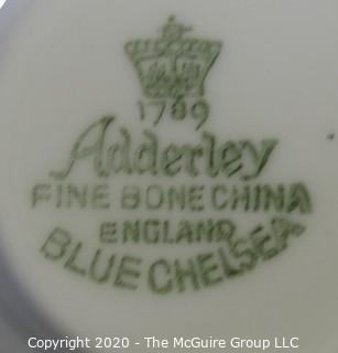 Porcelain Bone China Teacup and Saucer made in Blue Chelsea pattern made by Adderley in England.