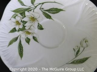 Porcelain Bone China Teacup and Saucer made in Lyringa pattern made by Shelley in England.