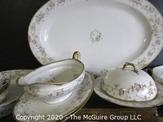 Large Collection of Fine Porcelain China Serving Pieces and Place Settings in Coordinating Patterns. Made by Haviland Limoges China from France and Elite Limoges China from France. 