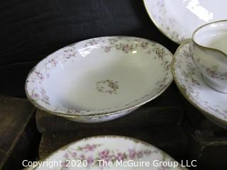 Large Collection of Fine Porcelain China Serving Pieces and Place Settings in Coordinating Patterns. Made by Haviland Limoges China from France and Elite Limoges China from France. 