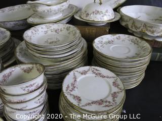 Large Collection of Fine Porcelain China Serving Pieces and Place Settings in Coordinating Patterns. Made by Haviland Limoges China from France and Elite Limoges China from France. 