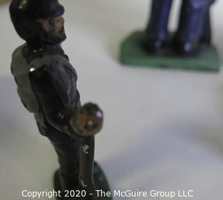 Pair of Civil War "Blue And Gray" Cast Iron Painted Figures and Book Ends; large set are 7 1/2" tall; smaller set are 3 1/2" tall.  