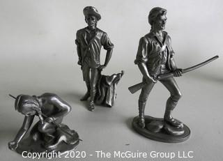 Four Pewter Figurines.  Measure Approximately 3 1/2" tall. 