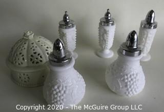 Six Milk Glass Items Including 5 Salt & Pepper Shakers. 