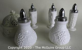 Six Milk Glass Items Including 5 Salt & Pepper Shakers. 