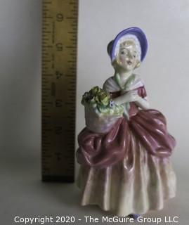 Vintage Royal Doulton Porcelain Figurine "Cissie". Measures approximately 6" tall.