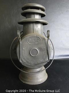 Antique Dietz Union Driving Lamp or Light with Carrying Handle. Measures approximately 11 1/2" tall.