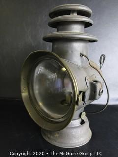 Antique Dietz Union Driving Lamp or Light with Carrying Handle. Measures approximately 11 1/2" tall.