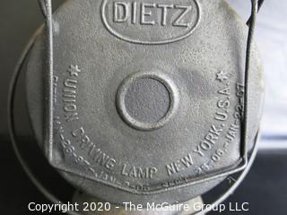 Antique Dietz Union Driving Lamp or Light with Carrying Handle. Measures approximately 11 1/2" tall.