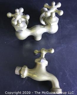 Vintage Heavy Brass Wall Mount Faucet with Mixer Tap. 