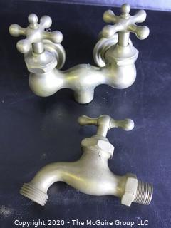 Vintage Heavy Brass Wall Mount Faucet with Mixer Tap. 