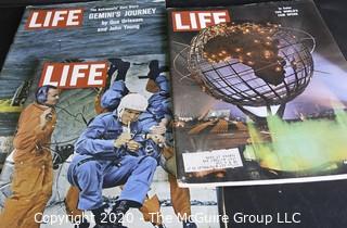 Seven Vintage Life Magazines.  Includes Kennedy, Worlds Fair and NASA.