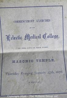 Three Antique Medical Books.  Includes Concentrated Medicines, The Young Chemist and The Medical Eclectic.  Also Includes a Graduation Program from Eclectic Medical College from 1876.